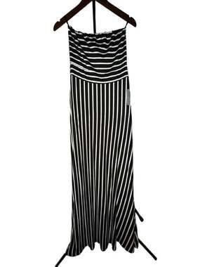 NWT West Kei Black & White Striped Strapless Maxi Dress - Size Medium